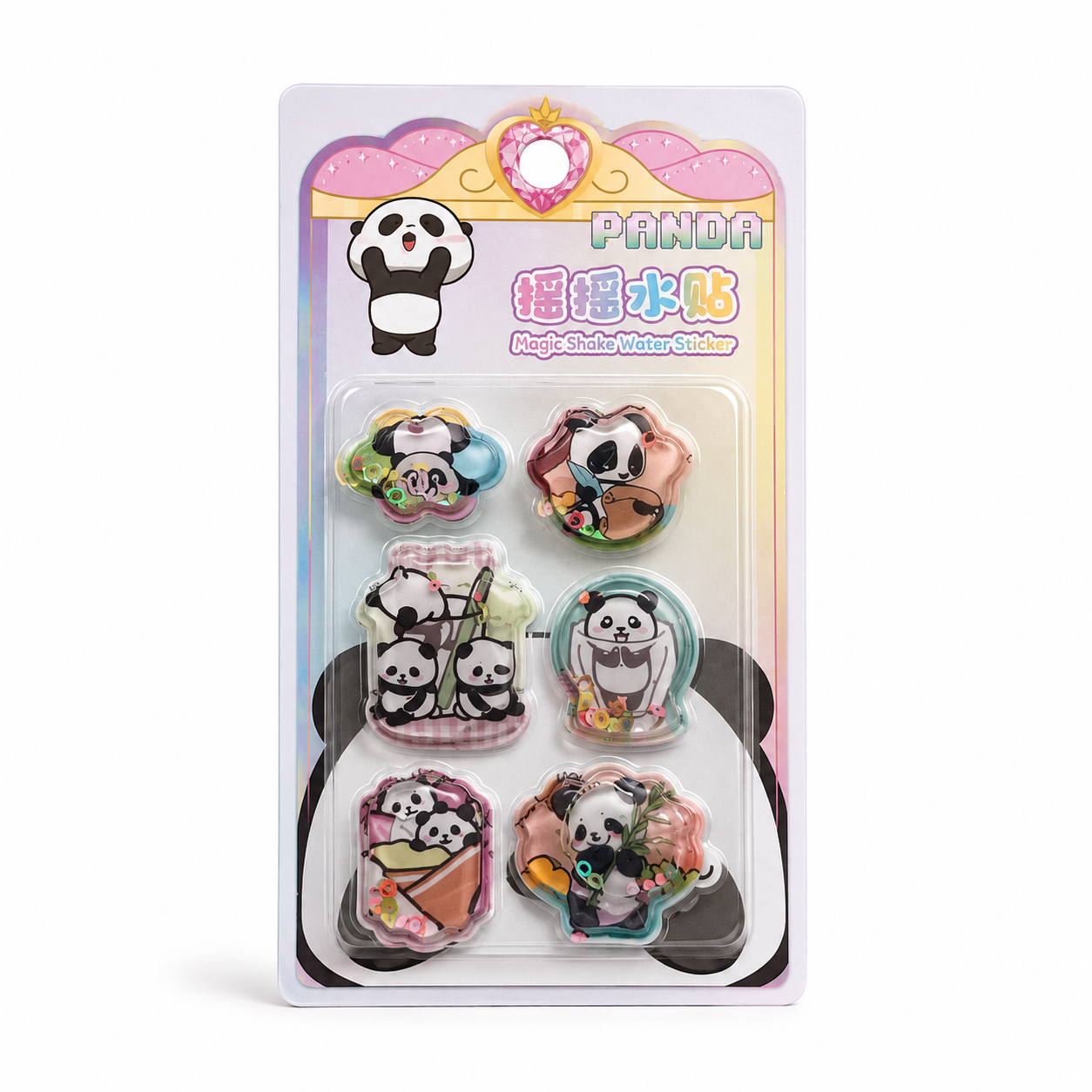Водни стикери Panda – 6 броя в пакет