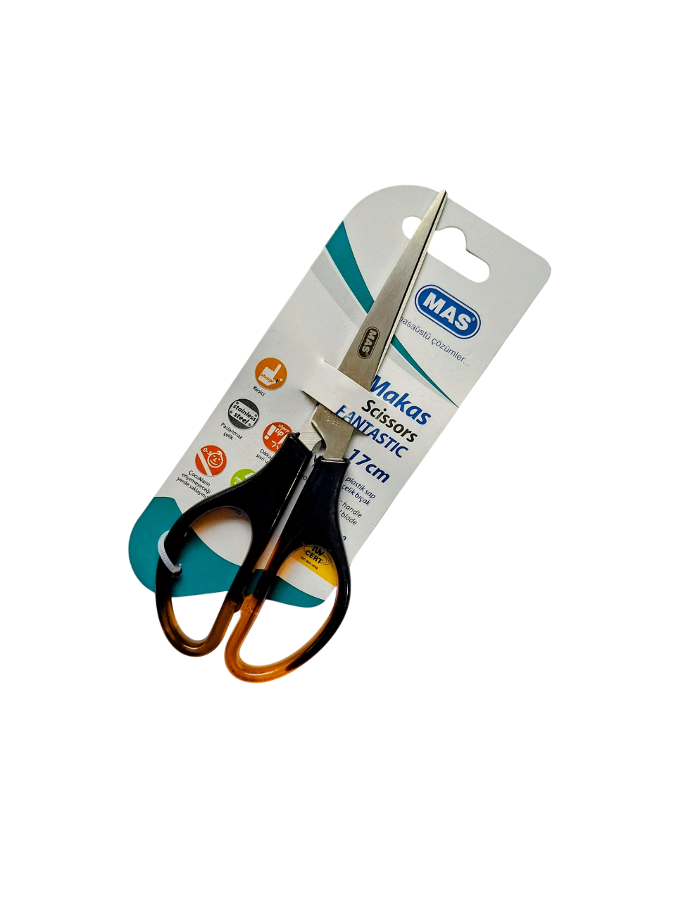 Ножица MAS – 17 см, метална, ергономични пластмасови дръжки