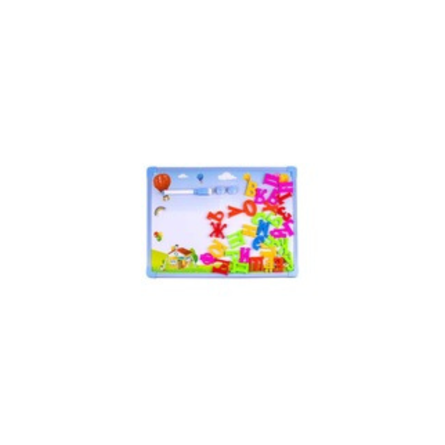 Магнитна бяла дъска 25×35 см – с БГ букви, син кант