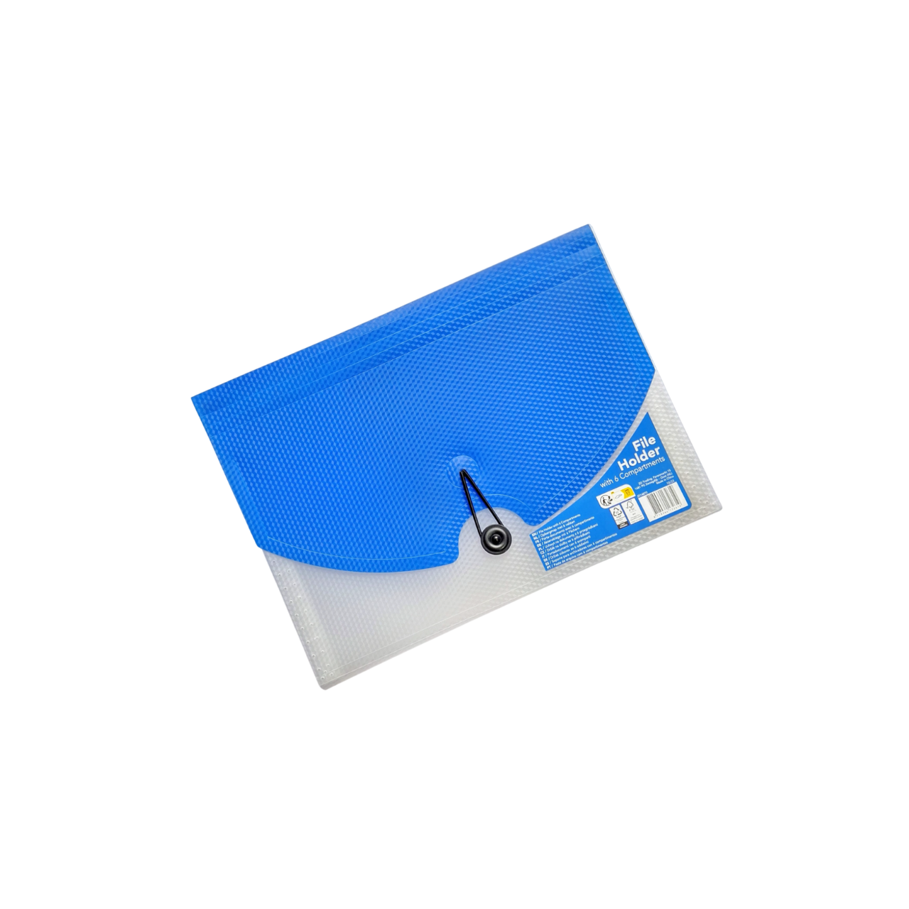 Папка PP A4 – закопчаване с ластик, 6 отделения, СИНЯ