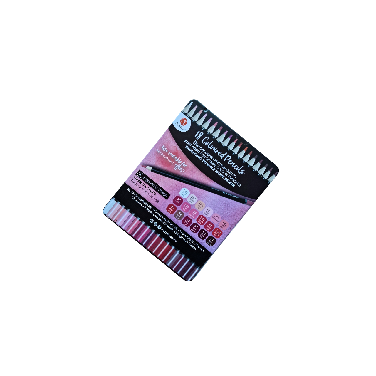 Комплект цветни акварелни моливи Deco Time – 18 броя, червена скала