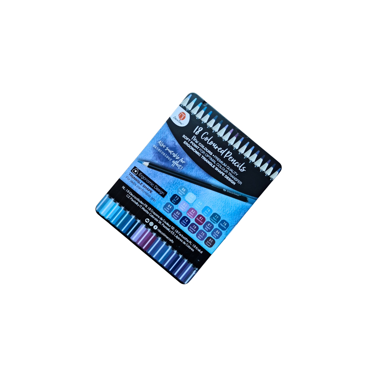 Комплект цветни акварелни моливи Deco Time – 18 броя, тюркоазна скала