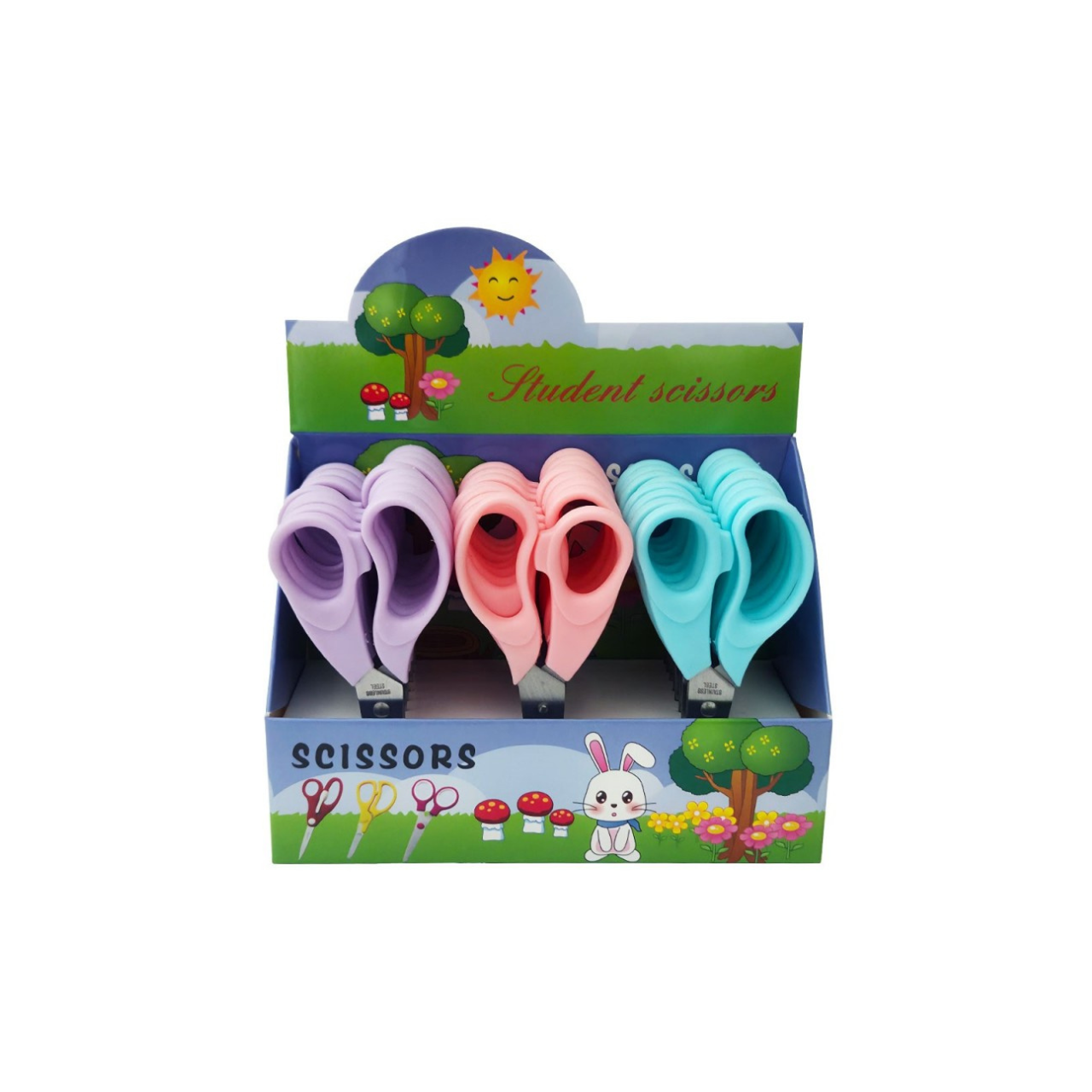 Детска ножица 13.5 см с ергономични дръжки в цвят макарон – безопасна за деца