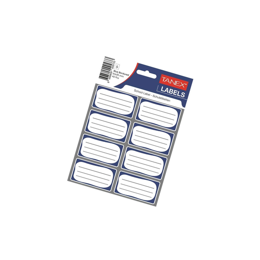 Училищни етикети TANEX – 3 листа, син кант