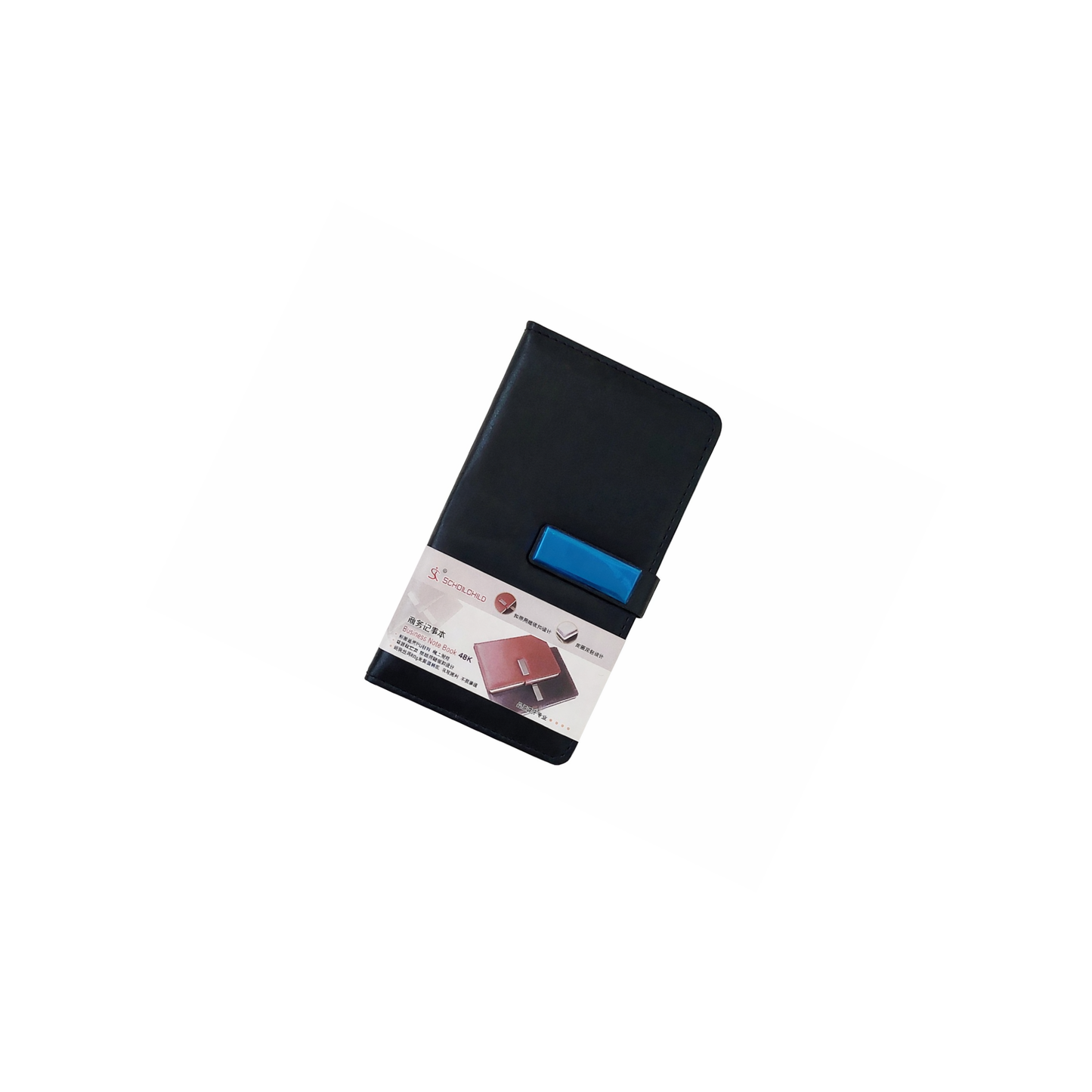 Caiet din piele cu magnet 9,3 × 17 cm – 140 de coli, albastru închis