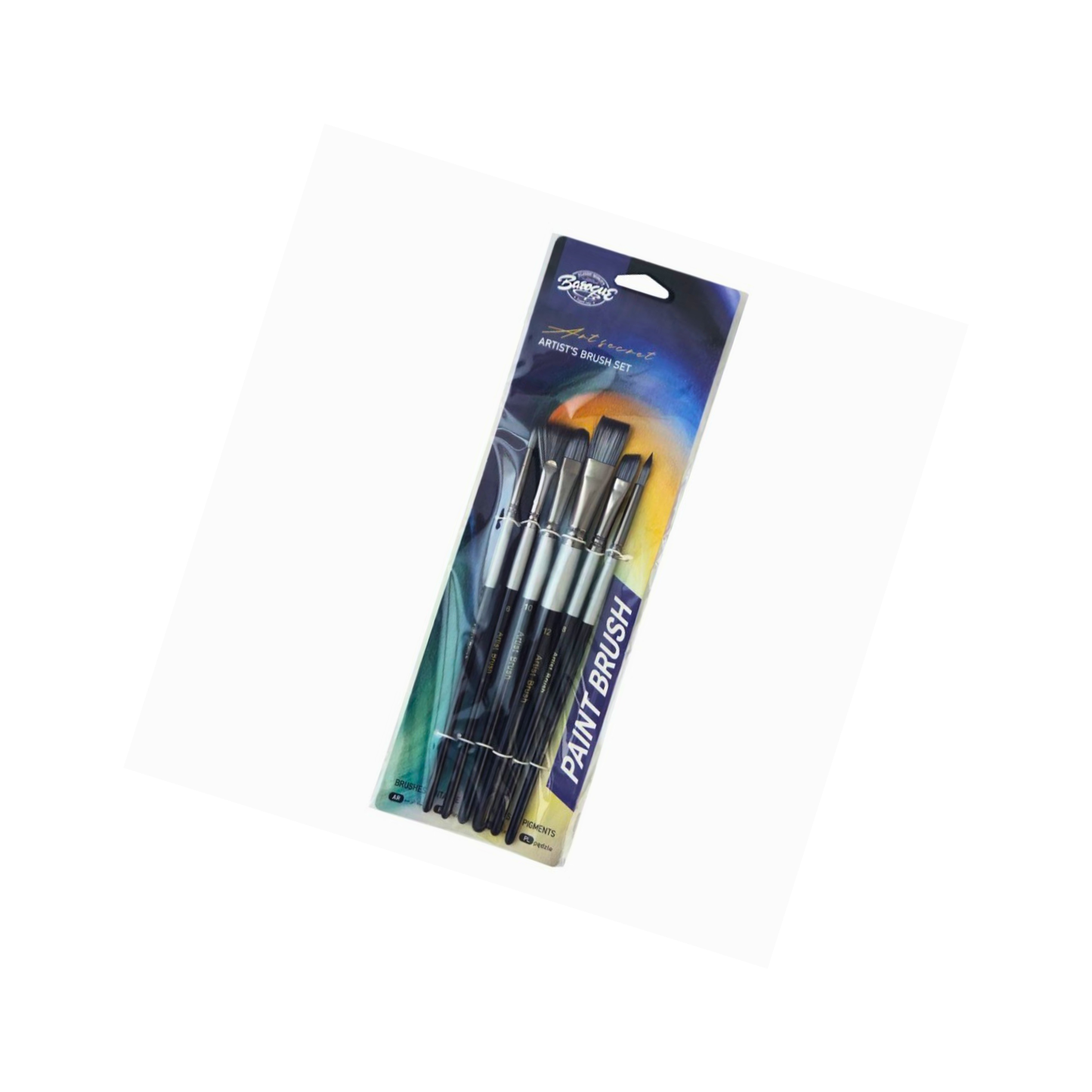 Pensule de pictură – set de 6 (2 rotunde, 3 plate, 1 evantai)